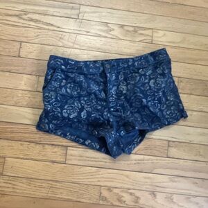 NWOT Abercrombie and Fitch Navy High Waisted Corduroy Shorts with Gold Roses